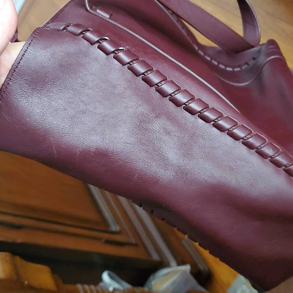 All Saints Ray Burgundy Red  Leather Tote Bag - Picture 14 of 16
